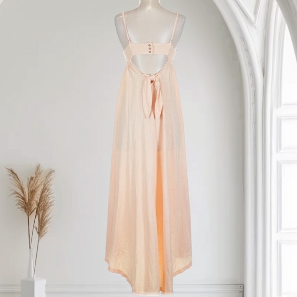 Free People Beach Women's XS Maxi Dress Organic Cotton/Linen Adjustable Straps - Picture 2 of 5